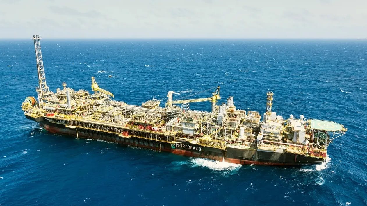 Petrobras, the operator, and Equinor started production from the first two wells of the IOR project at Roncador in April 2022. The P62 FPSO at the Roncador field is pictured.