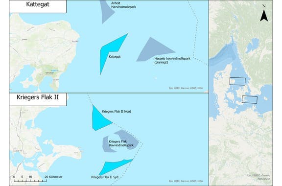 Planning area for Kattegat and Kriegers Flak II offshore wind farms