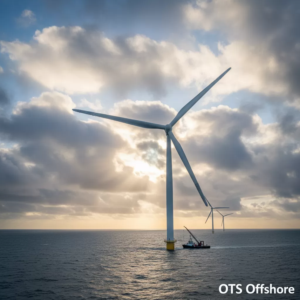 Cánh quạt tuabin gió vươn lên trên bầu trời đầy mây.