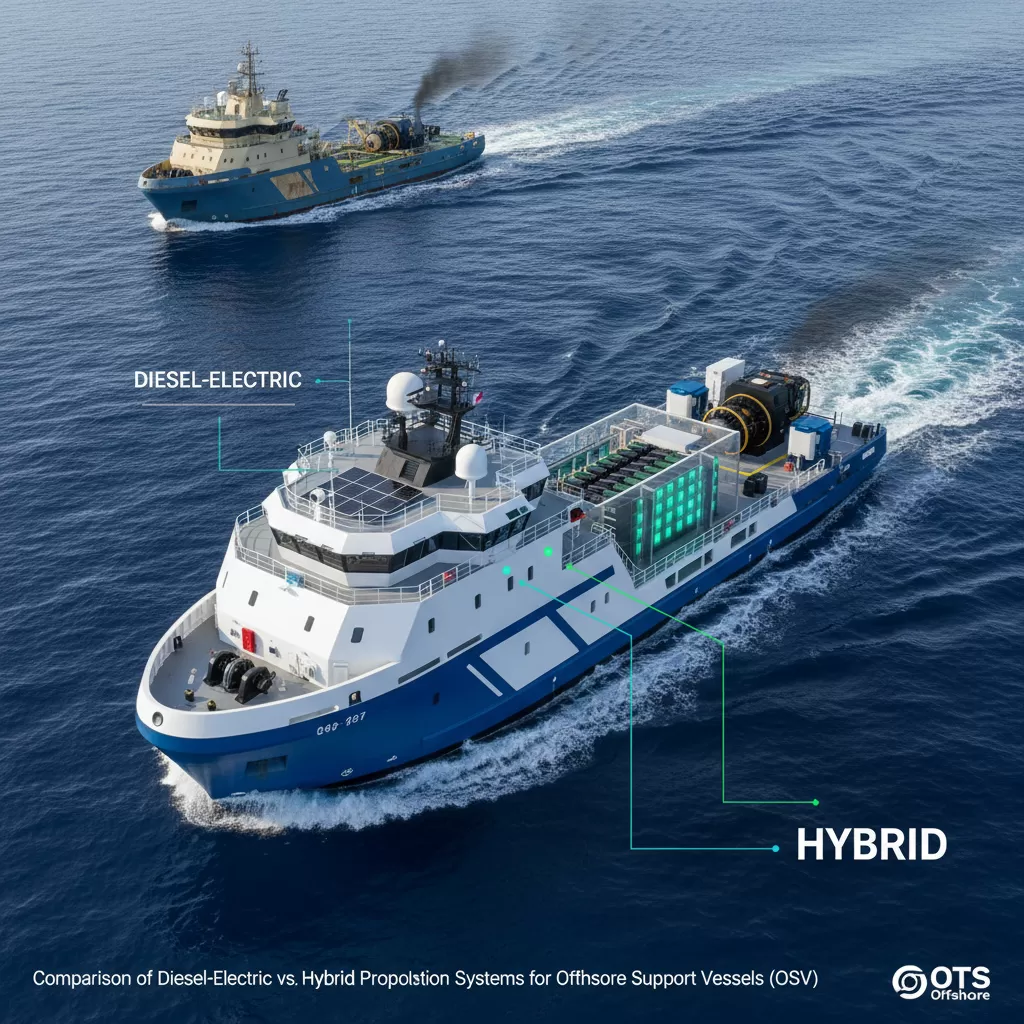 Comparison of Diesel-Electric vs. Hybrid Propulsion Systems for Offshore Support Vessels (OSV) Comparison of Diesel-Electric vs. Hybrid Propulsion Systems for Offshore Support Vessels (OSV) Comparison Diesel-Electric Hybrid - Tàu lai hybrid