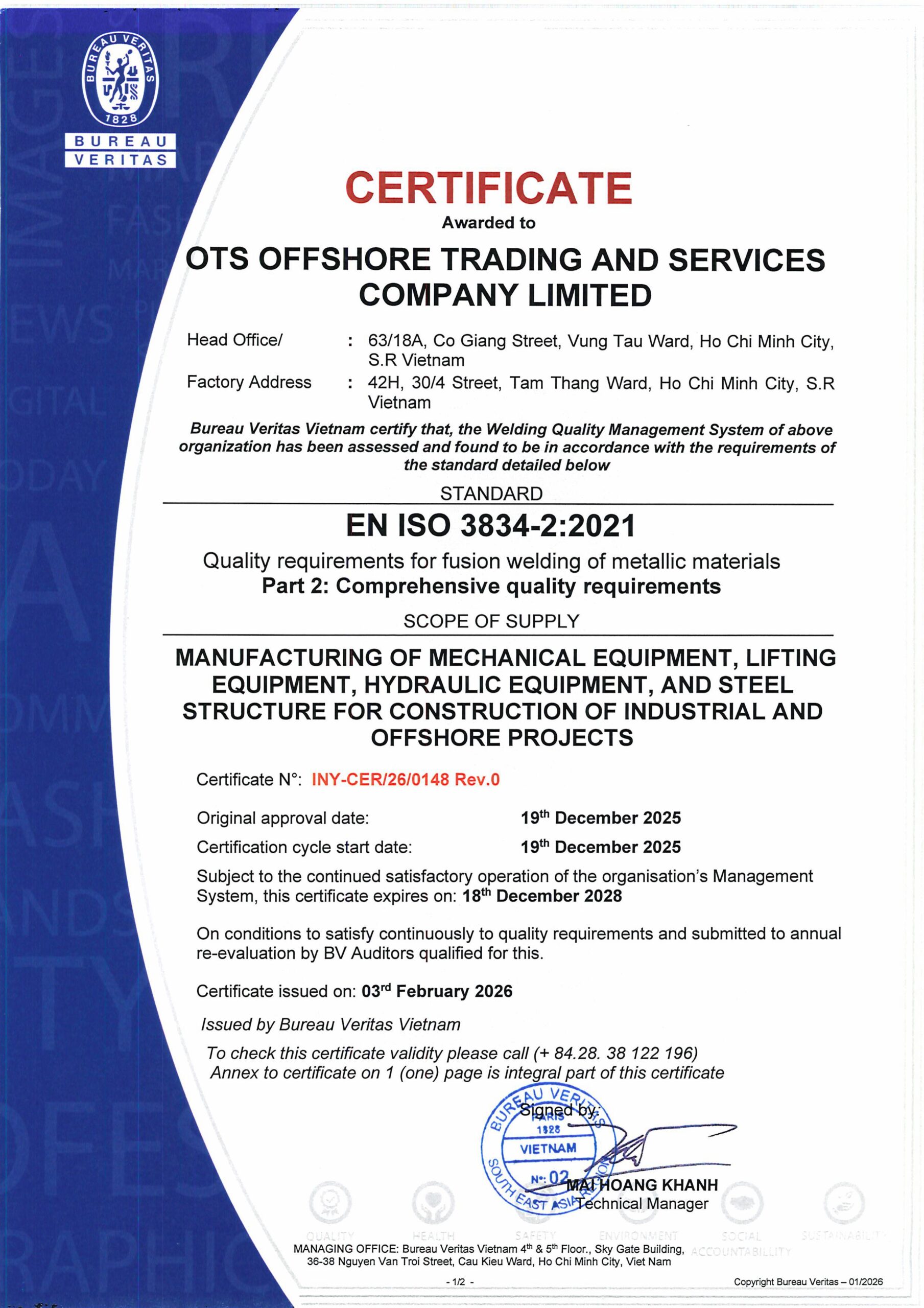 6.CERT ISO 3834 2 2021 BV OTS h├¼nh s║unh 0 scaled OTS Offshore
