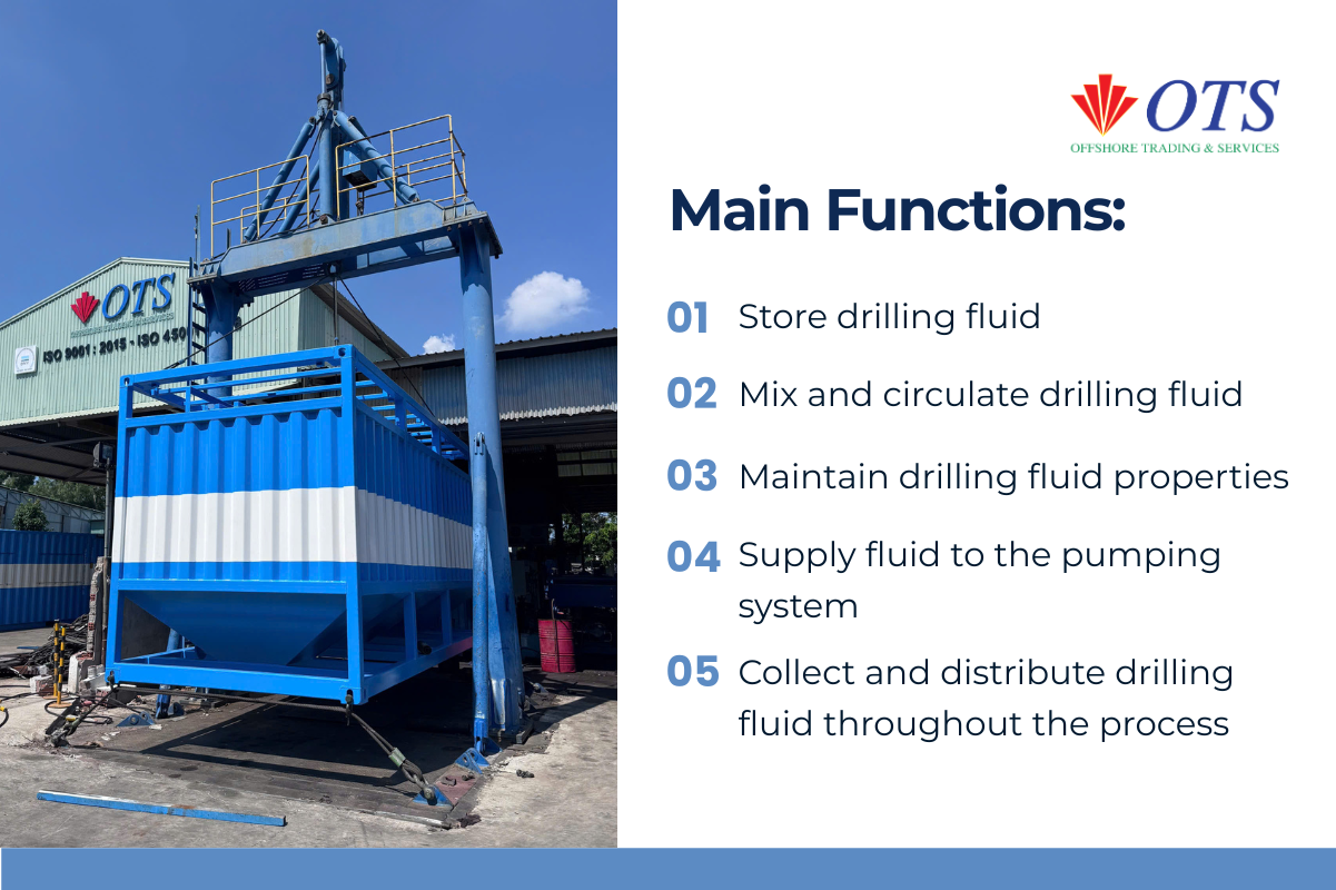 Custom-Built Mud Tanks for Offshore Drilling Operations Custom-Built Mud Tanks for Offshore Drilling Operations Main functions of a Mud Tank in offshore drilling fluid circulation systems